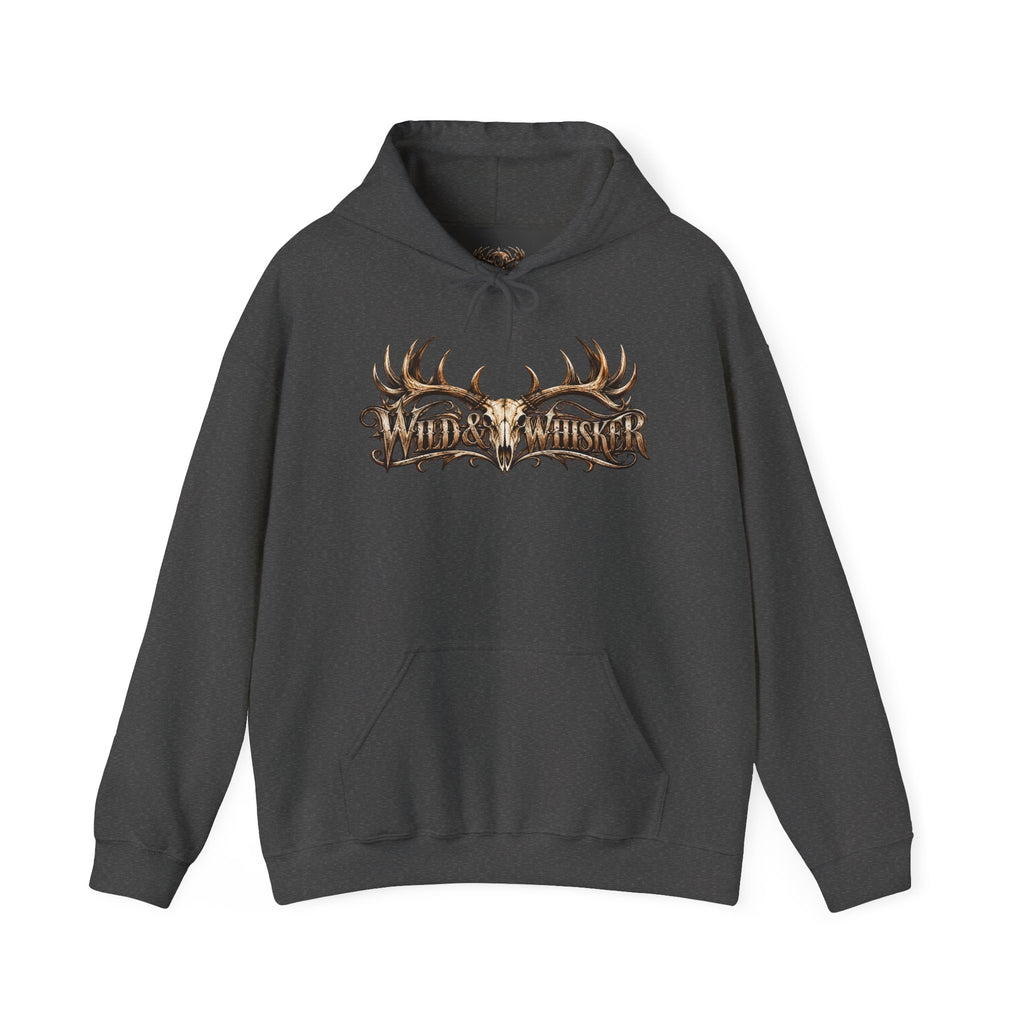 Hoodie - Wild & Whisker Gothic Antler Design, In God We Trust Back Print