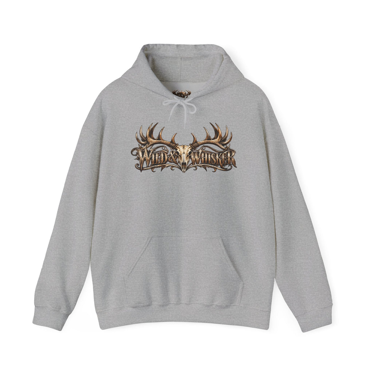 Hoodie - Wild & Whisker Gothic Antler Design, In God We Trust Back Print