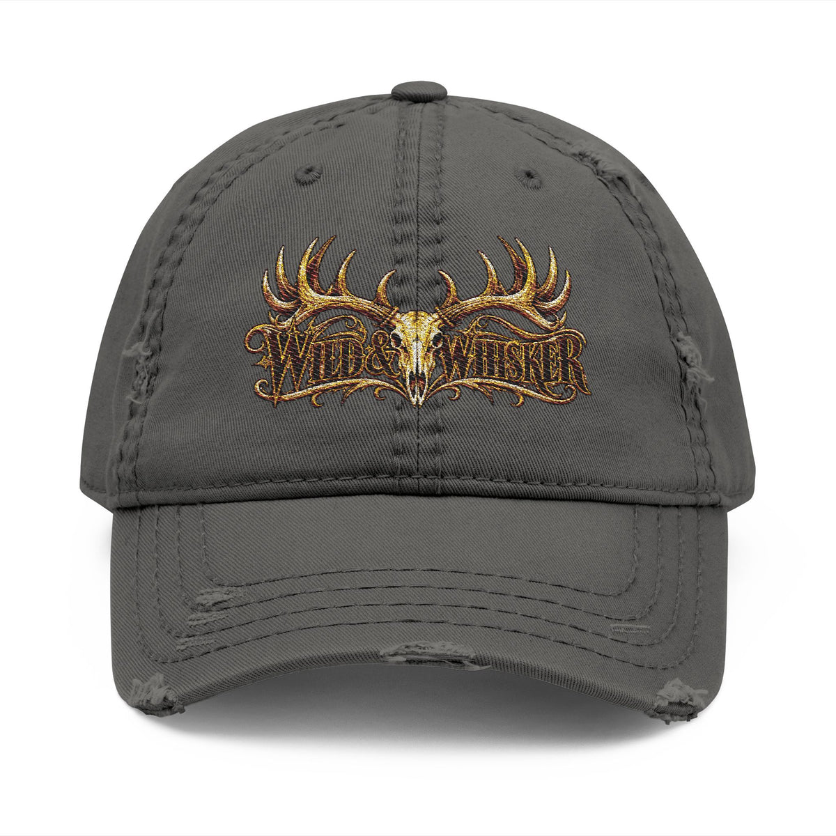 Wild & Rustic Antler Embroidered Distressed  Hat