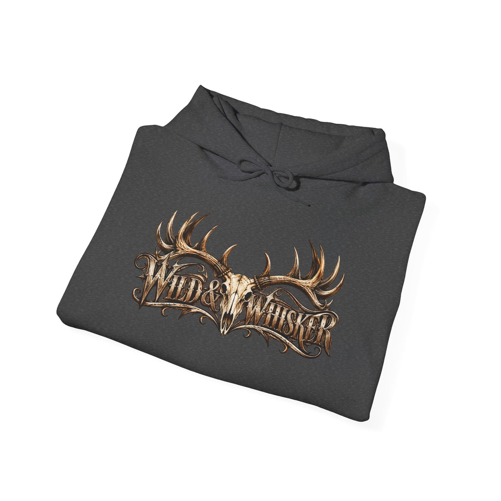 Hoodie - Wild & Whisker Gothic Antler Design, In God We Trust Back Print