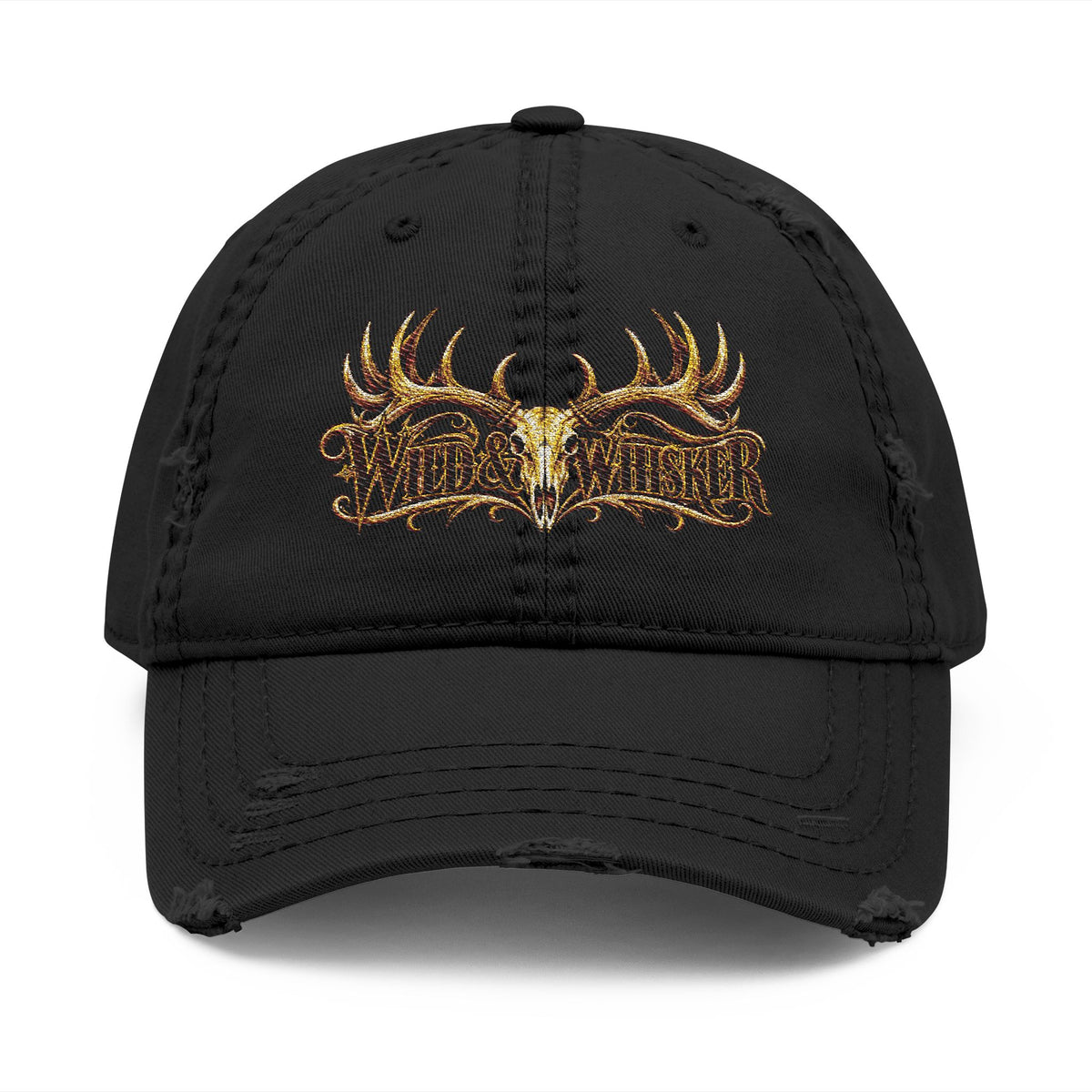 Wild & Rustic Antler Embroidered Distressed  Hat