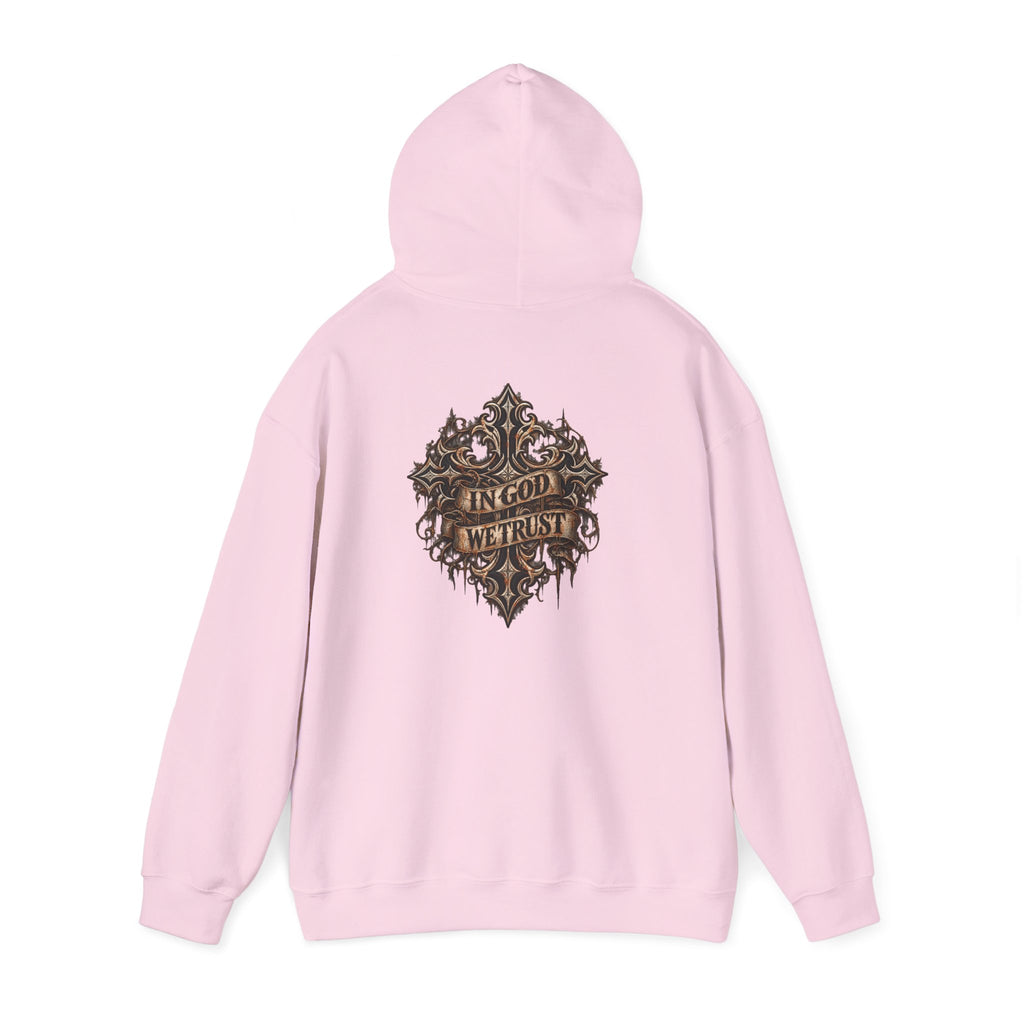 Hoodie - Wild & Whisker Gothic Antler Design, In God We Trust Back Print