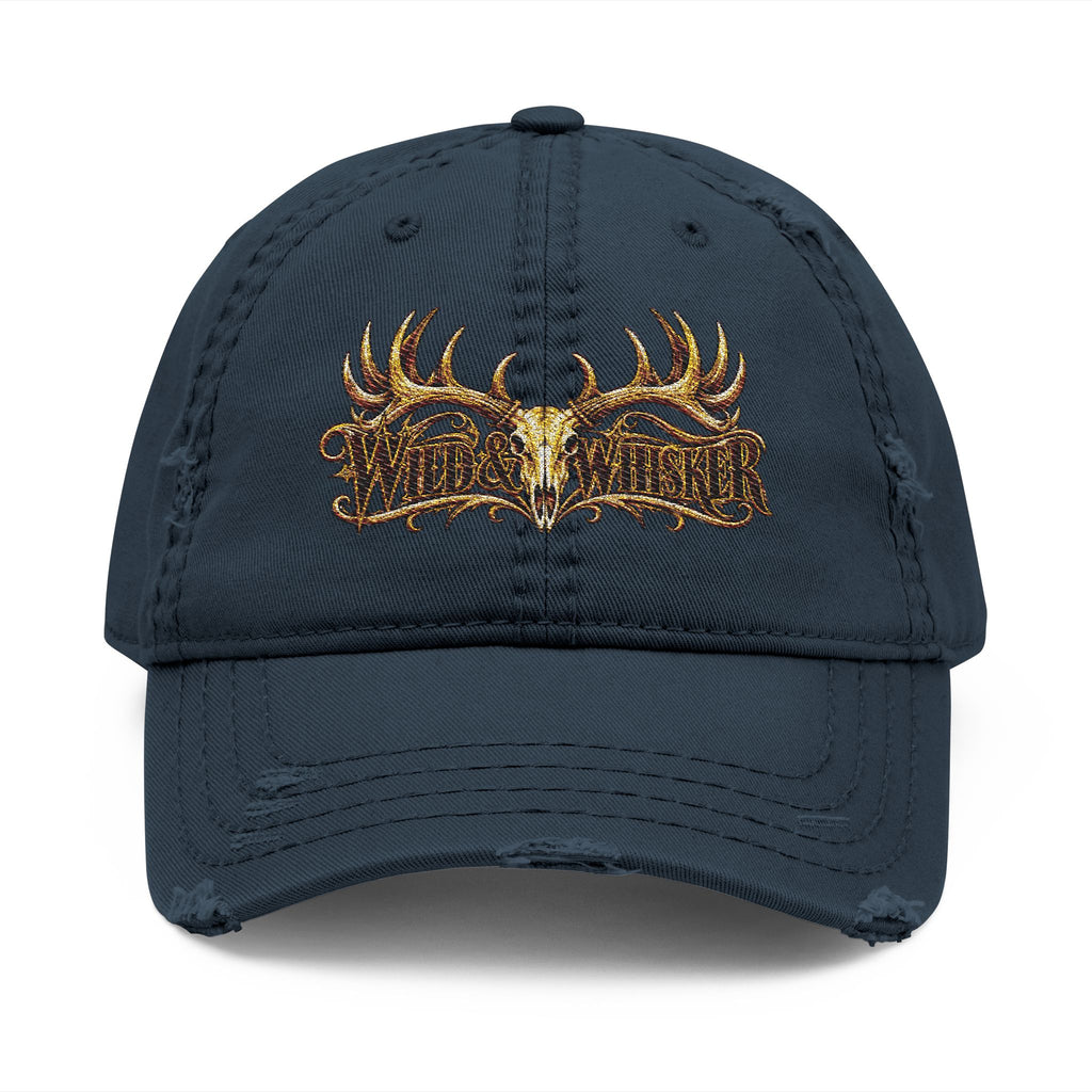 Wild & Rustic Antler Embroidered Distressed  Hat
