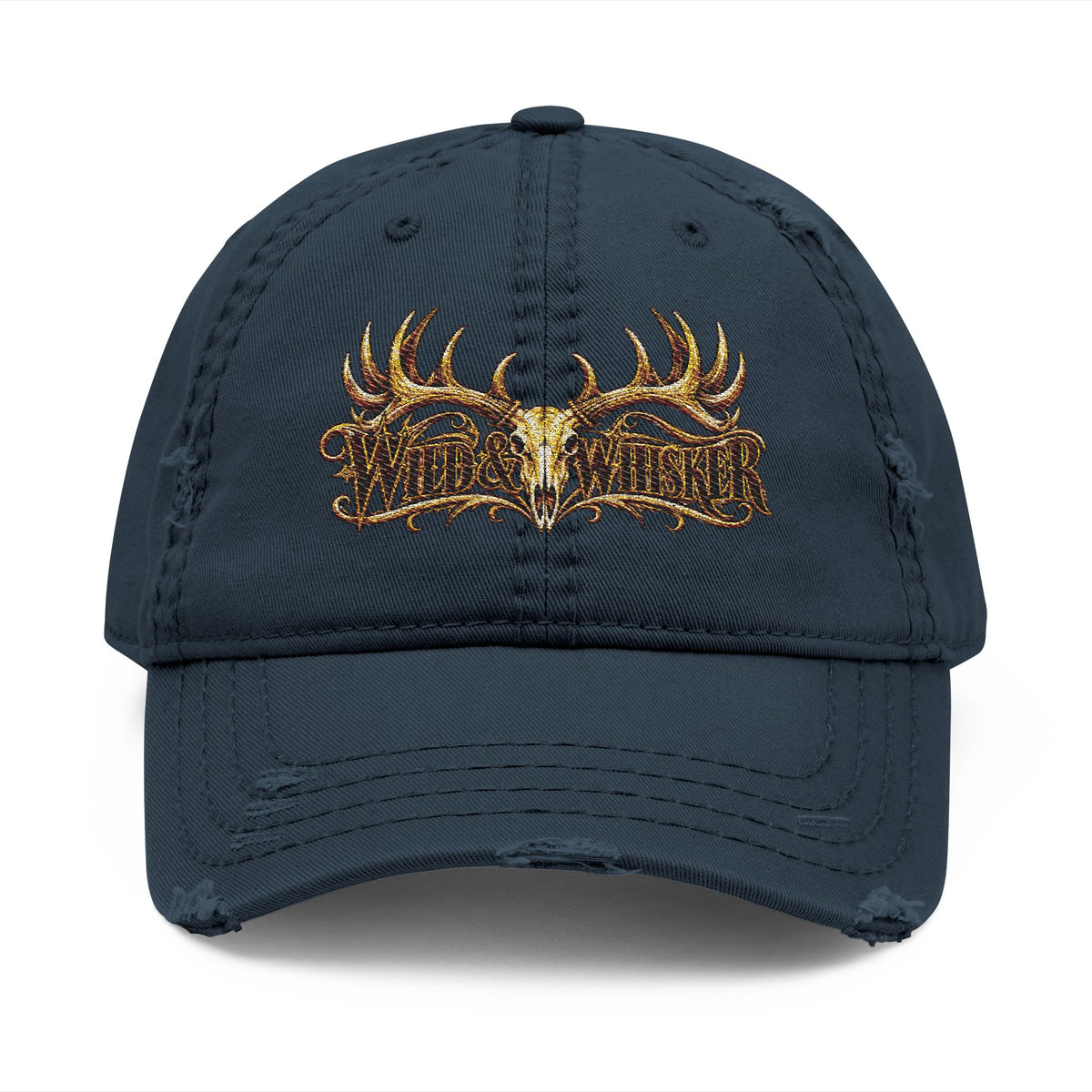 Wild & Rustic Antler Embroidered Distressed  Hat
