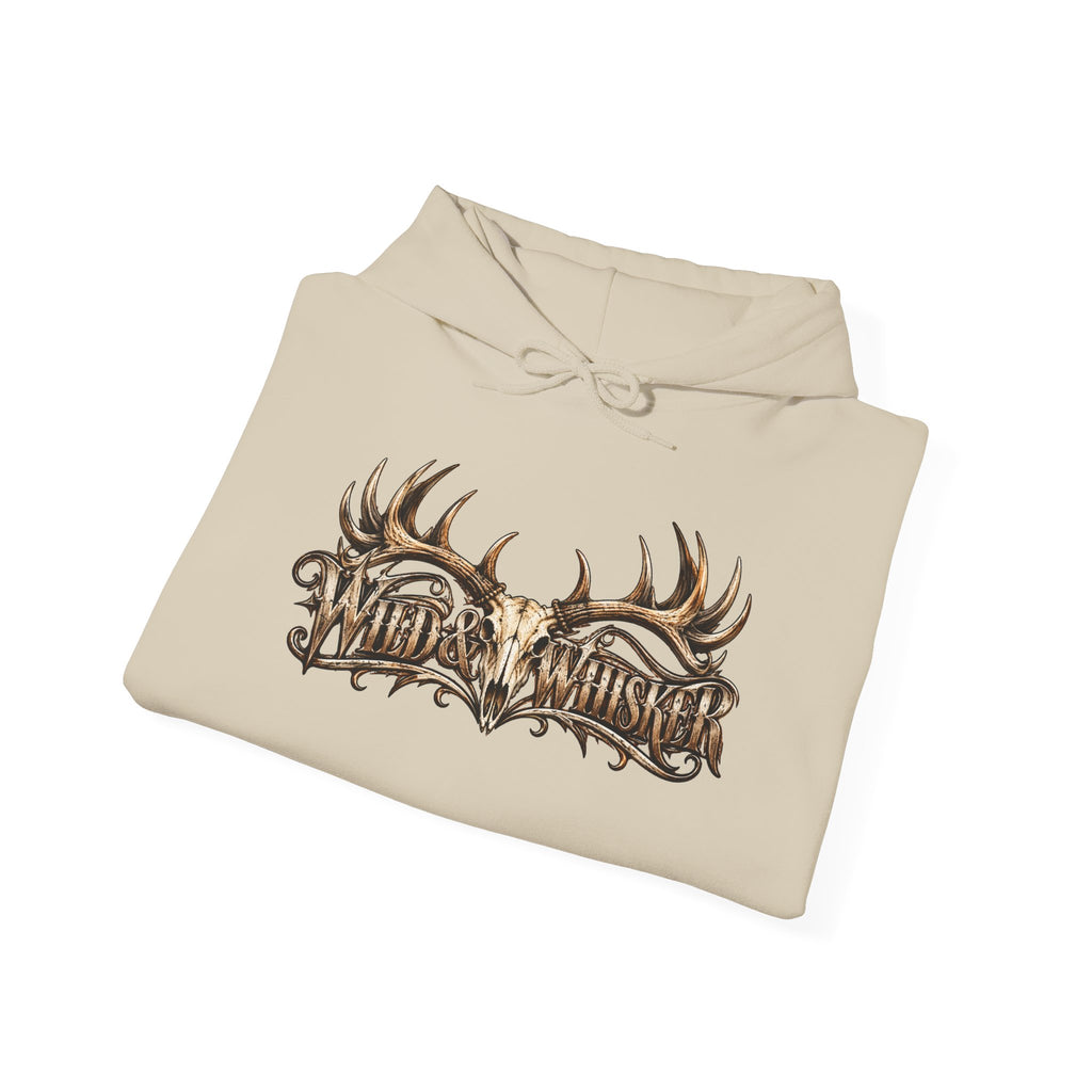Wild & Whisker Hoodie with cow horn skull Design