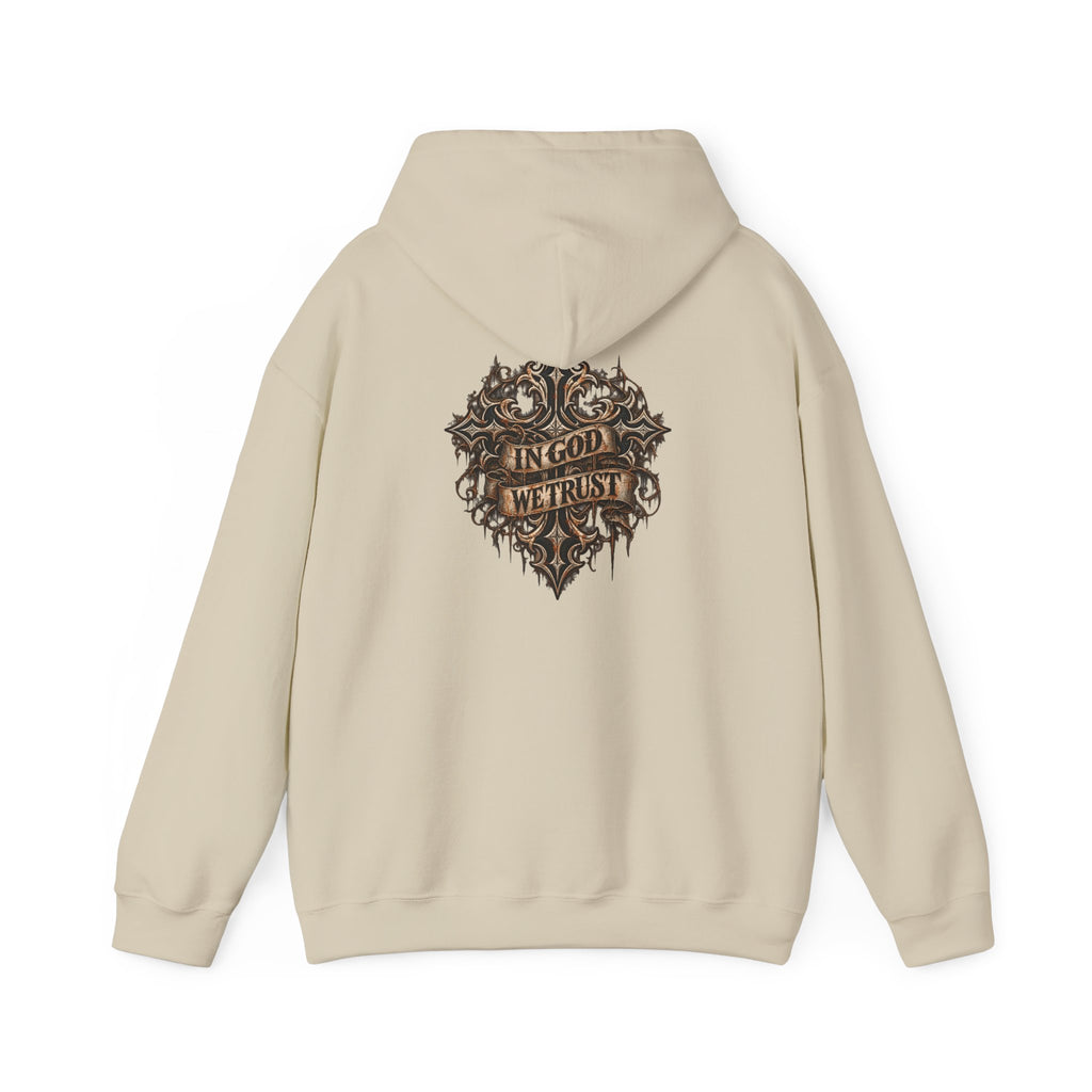 Hoodie - Wild & Whisker Gothic Antler Design, In God We Trust Back Print
