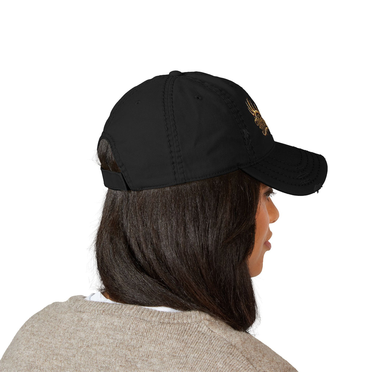 Wild & Rustic Antler Embroidered Distressed  Hat