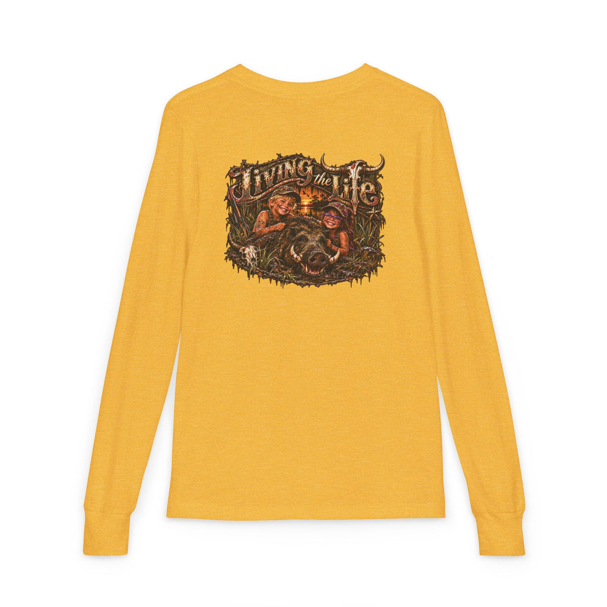 Youth Long Sleeve Tee girls or boys wild boar