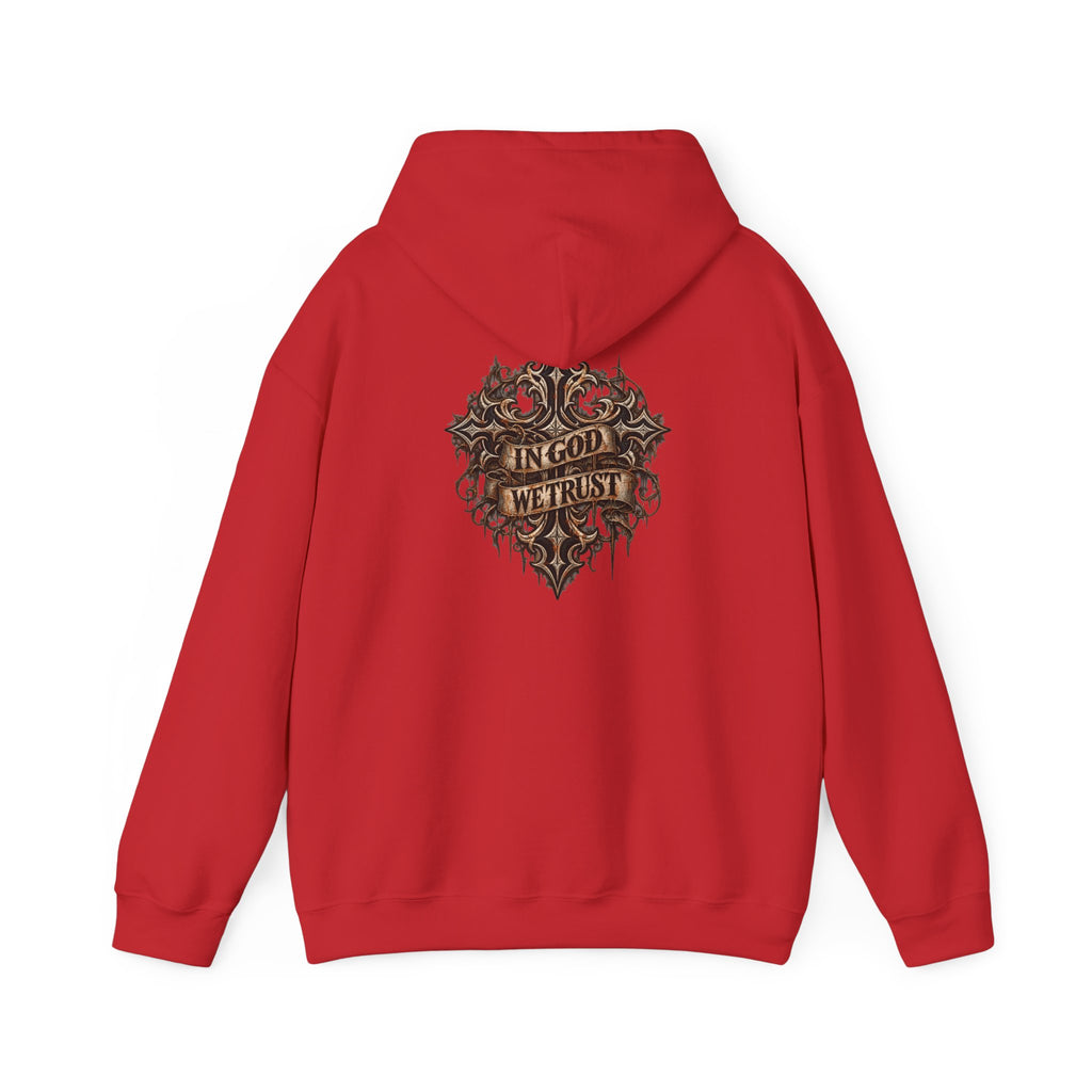 Hoodie - Wild & Whisker Gothic Antler Design, In God We Trust Back Print