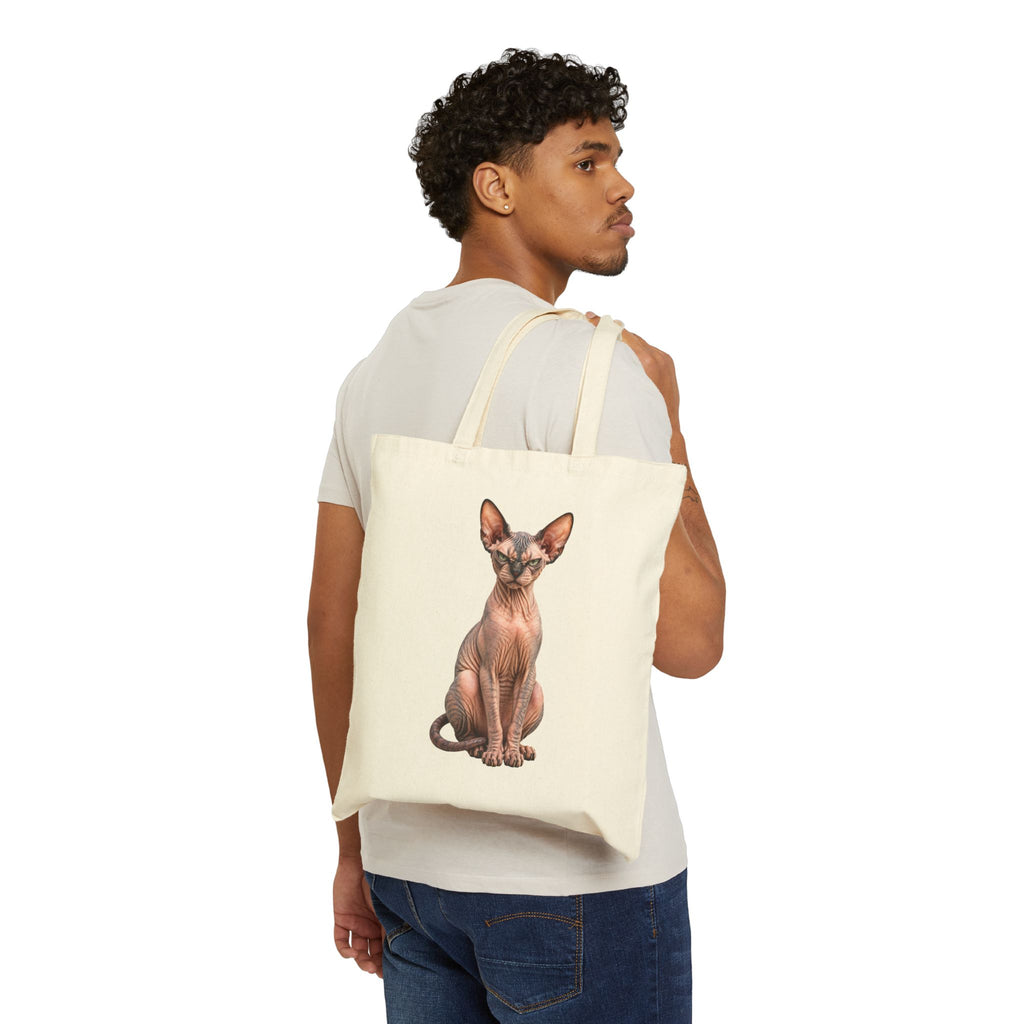 Wild & Whisker Sphynx Cat Cotton Canvas Tote Bag