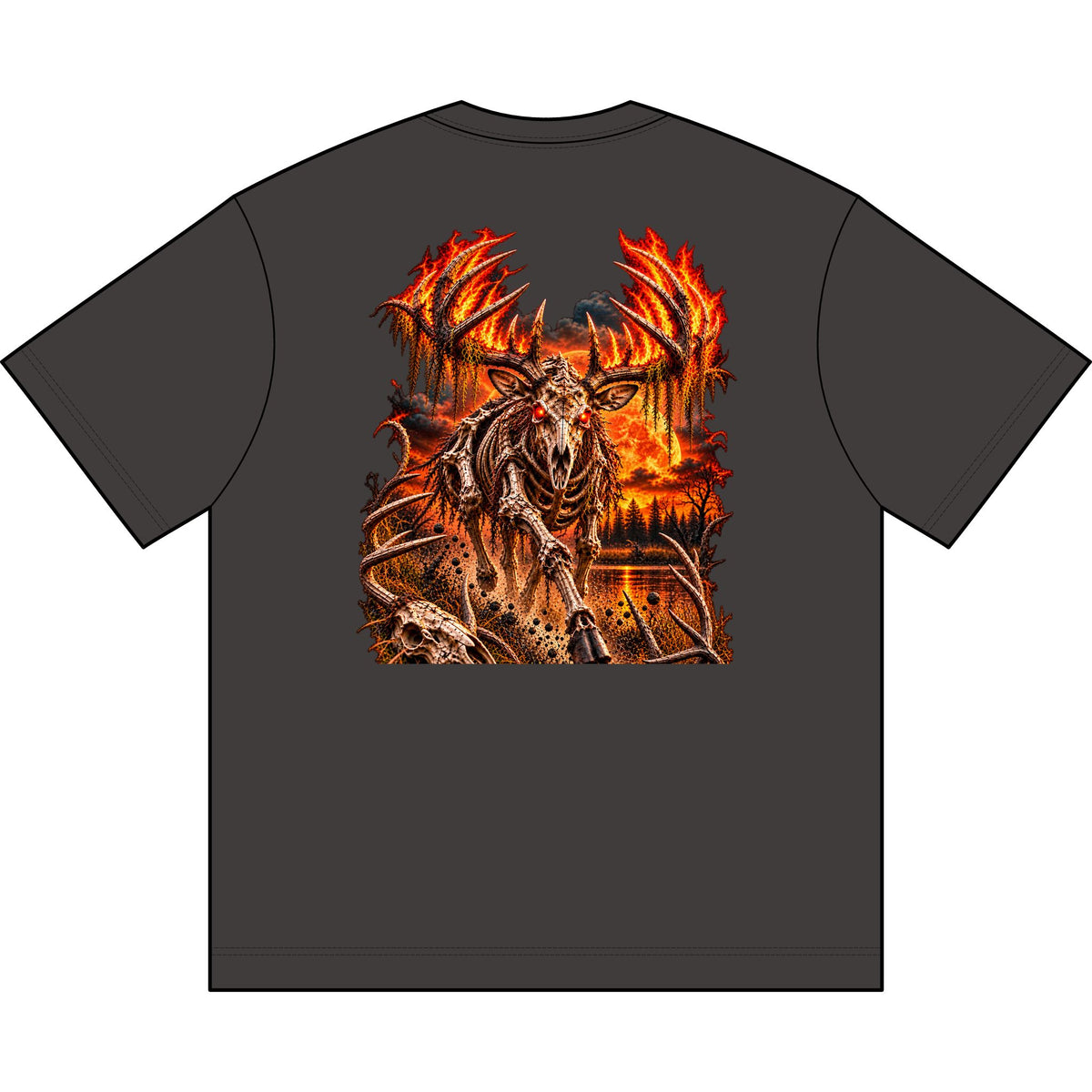 Wild & Whisker Dark Antlered Warrior Graphic T-Shirt
