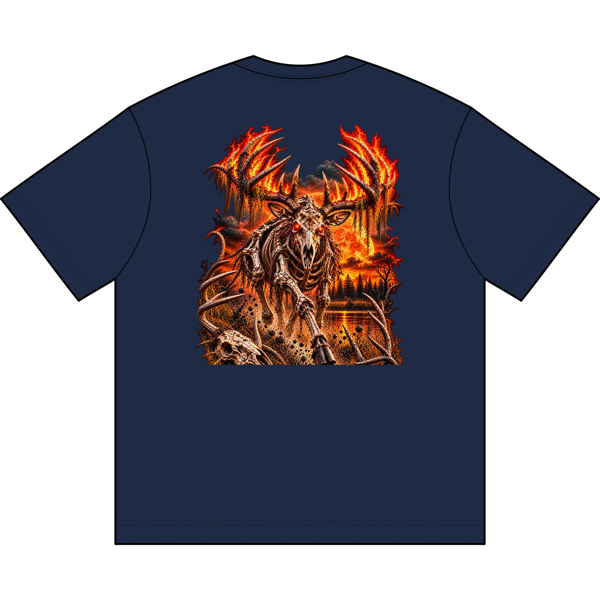 Wild & Whisker Dark Antlered Warrior Graphic T-Shirt