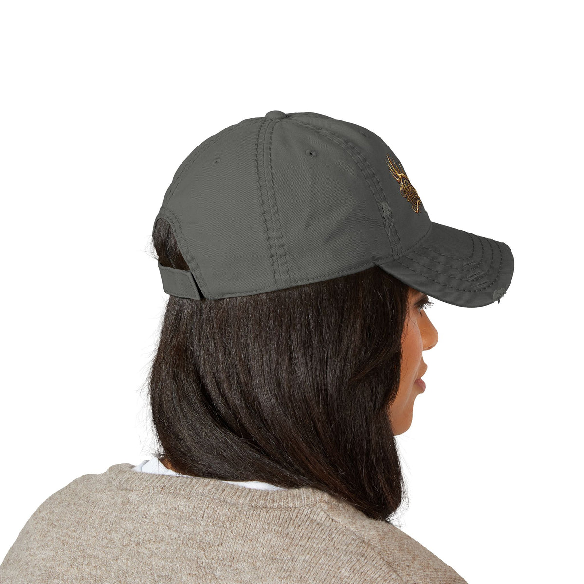 Wild & Rustic Antler Embroidered Distressed  Hat