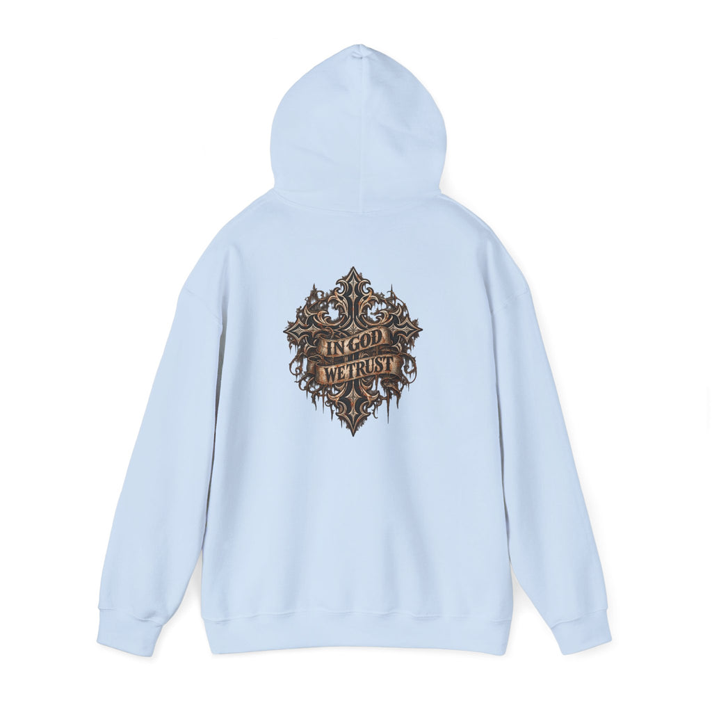 Hoodie - Wild & Whisker Gothic Antler Design, In God We Trust Back Print