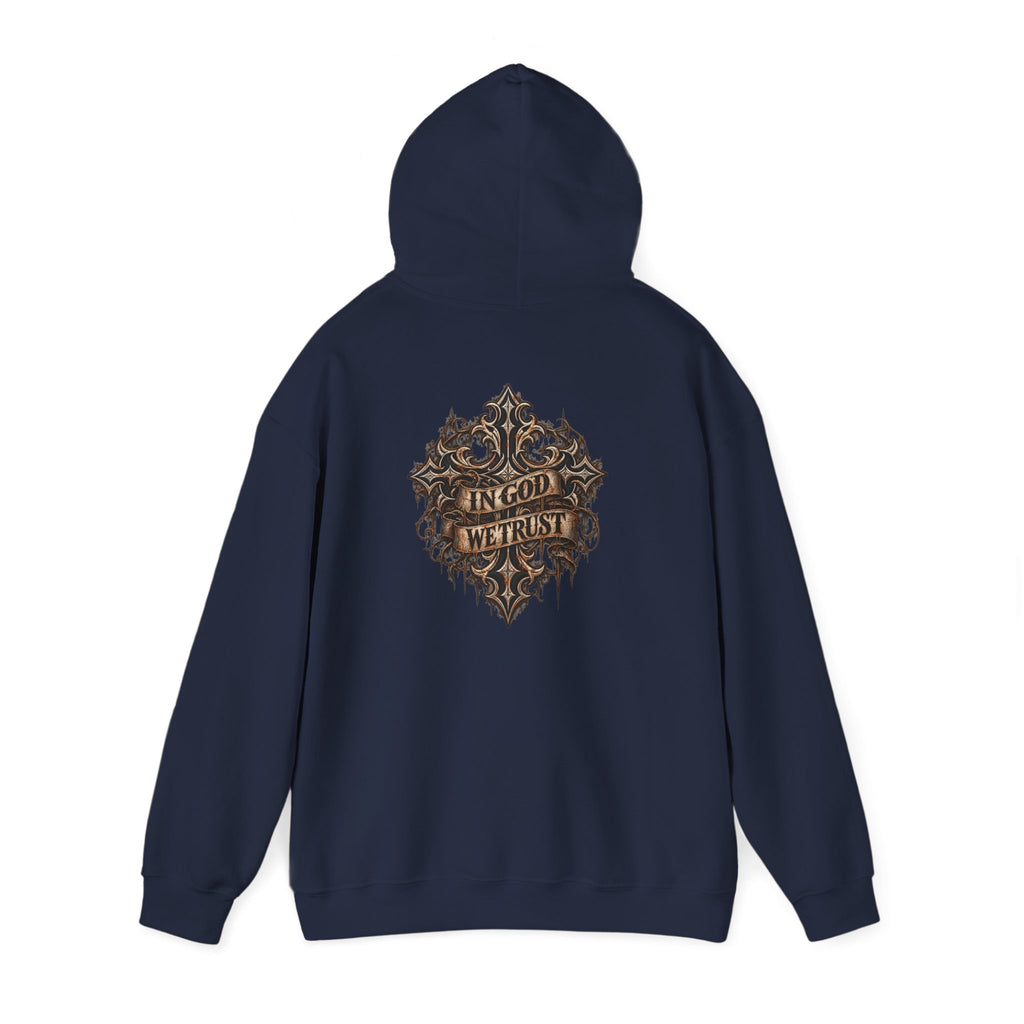 Hoodie - Wild & Whisker Gothic Antler Design, In God We Trust Back Print