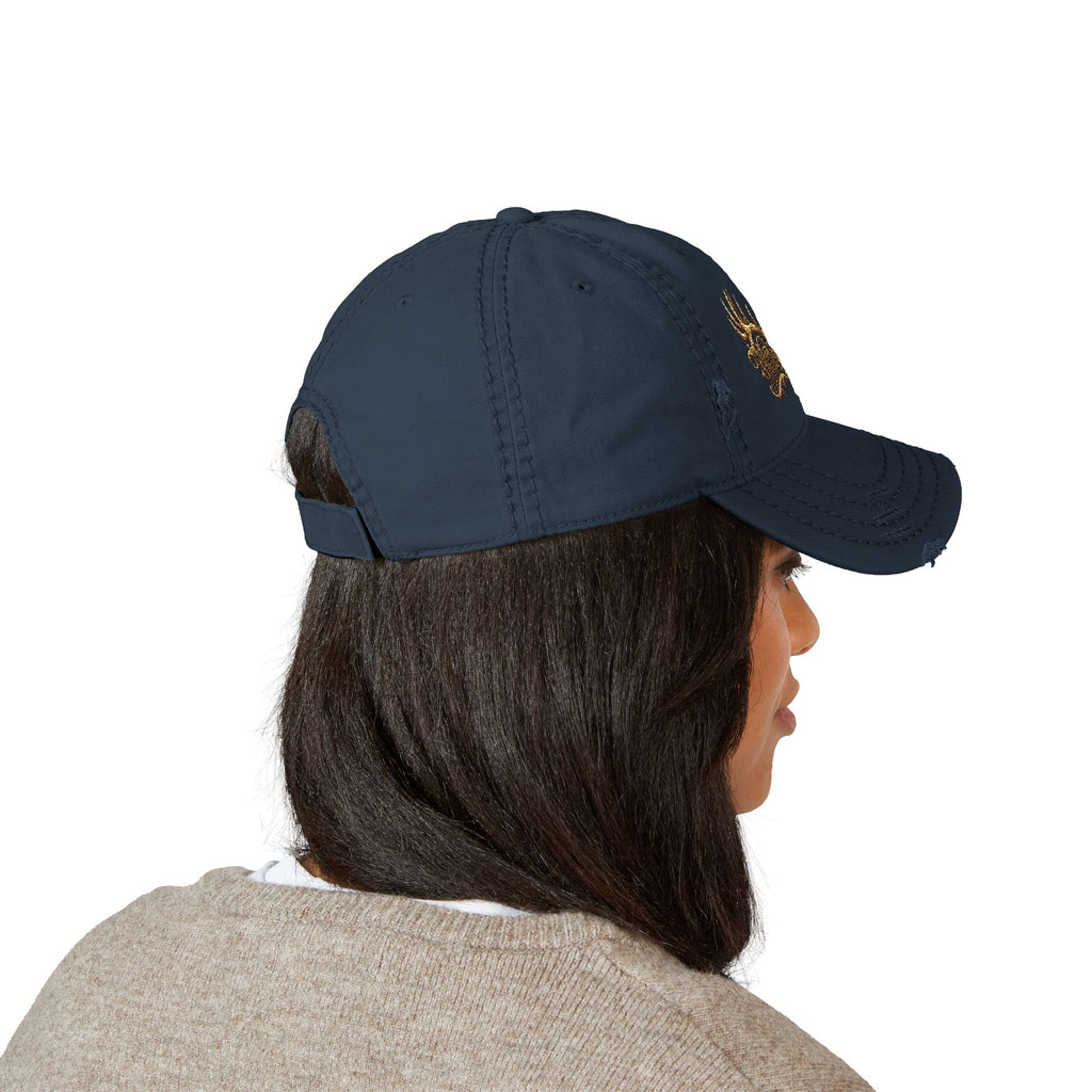 Wild & Rustic Antler Embroidered Distressed  Hat