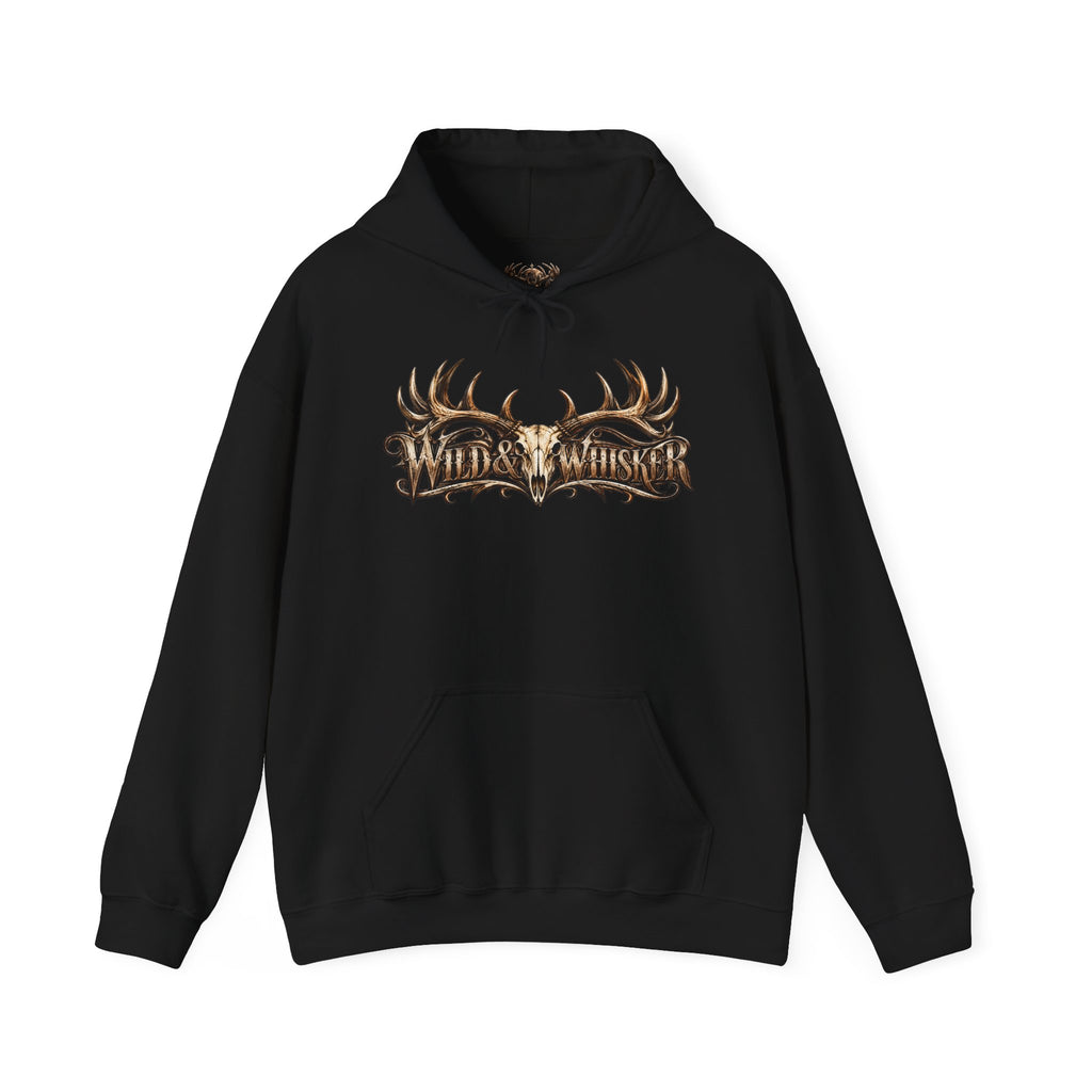 Hoodie - Wild & Whisker Gothic Antler Design, In God We Trust Back Print