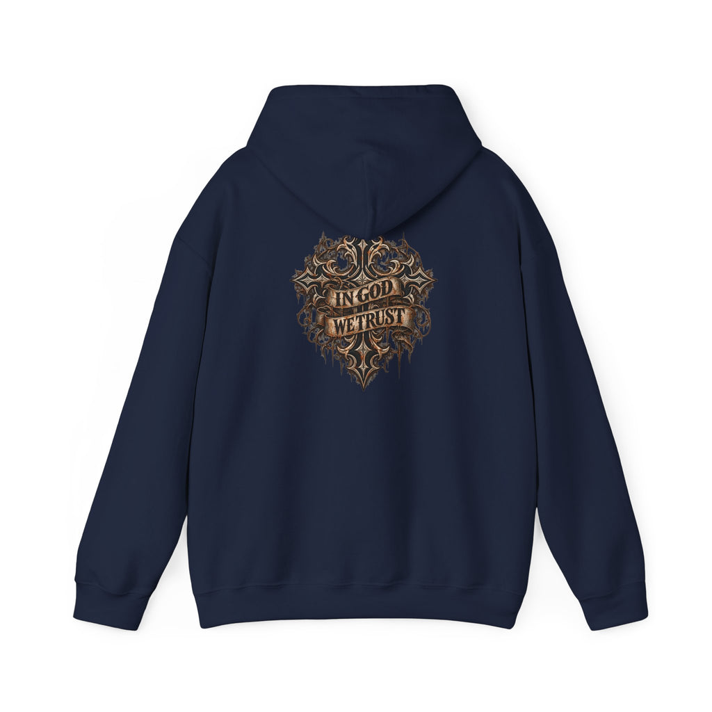 Hoodie - Wild & Whisker Gothic Antler Design, In God We Trust Back Print