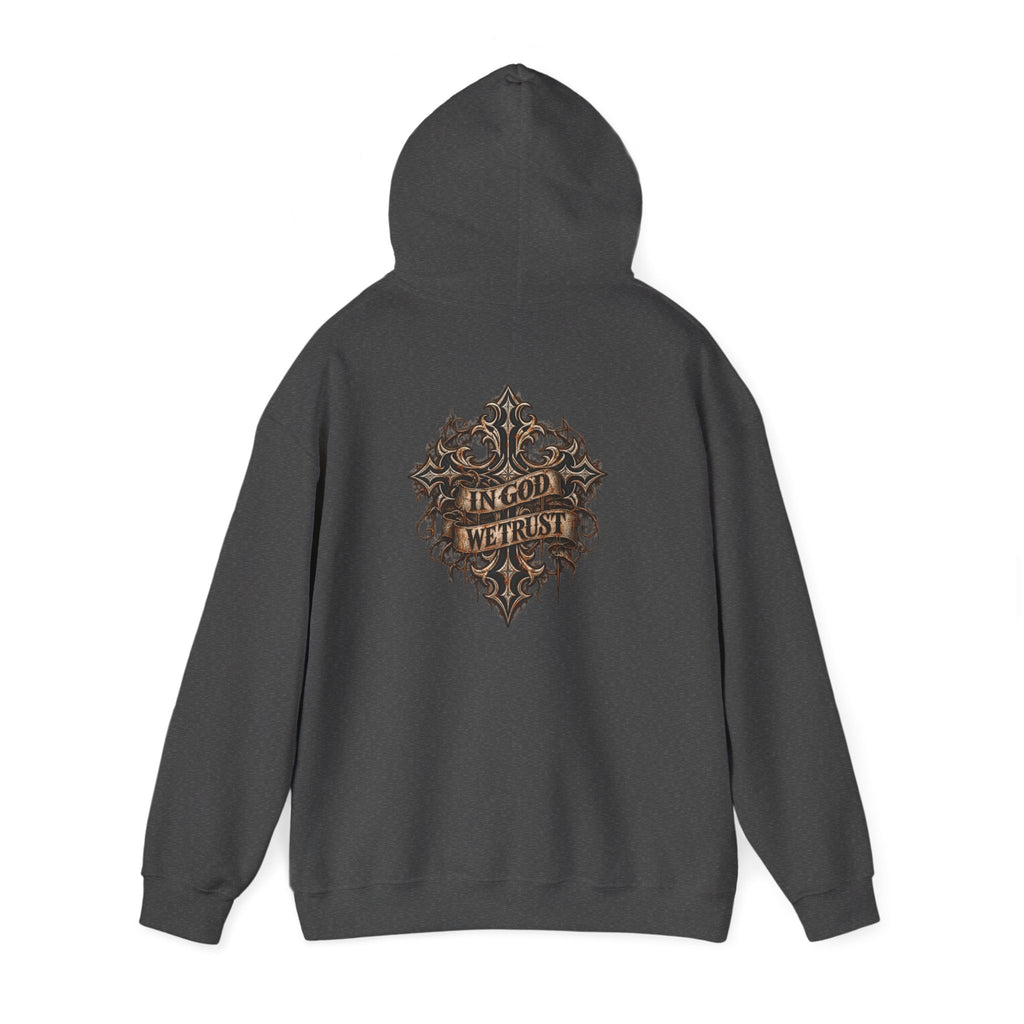 Hoodie - Wild & Whisker Gothic Antler Design, In God We Trust Back Print