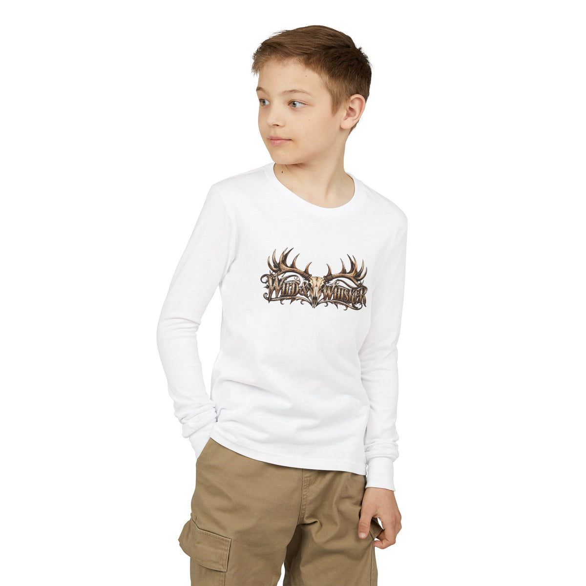 Youth Long Sleeve Tee girls or boys wild boar