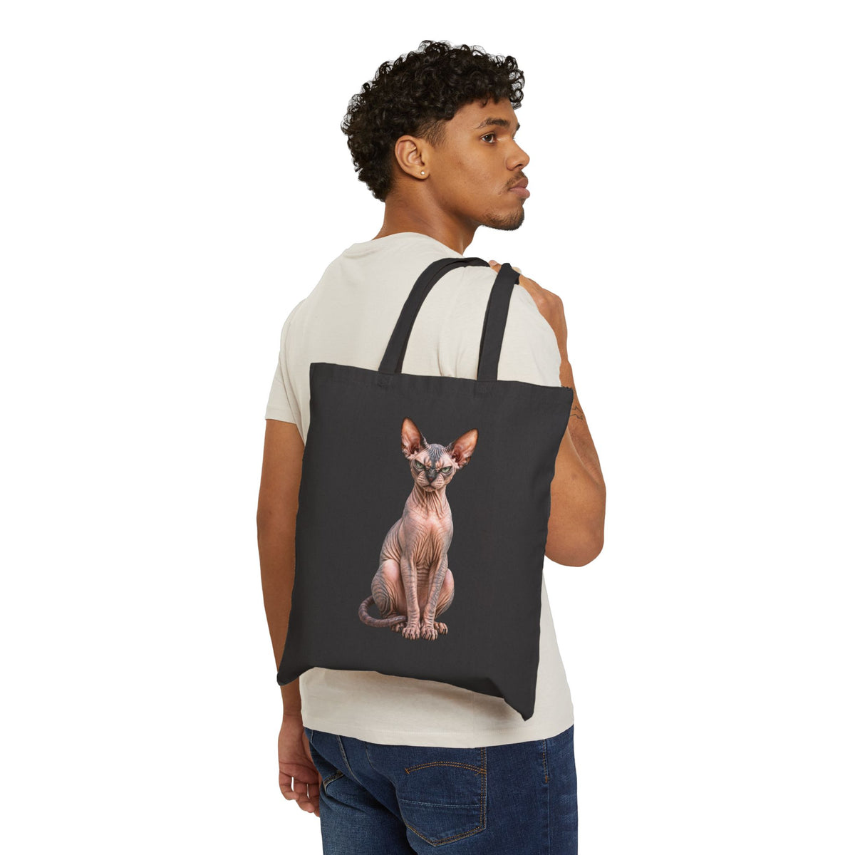 Wild & Whisker Sphynx Cat Cotton Canvas Tote Bag