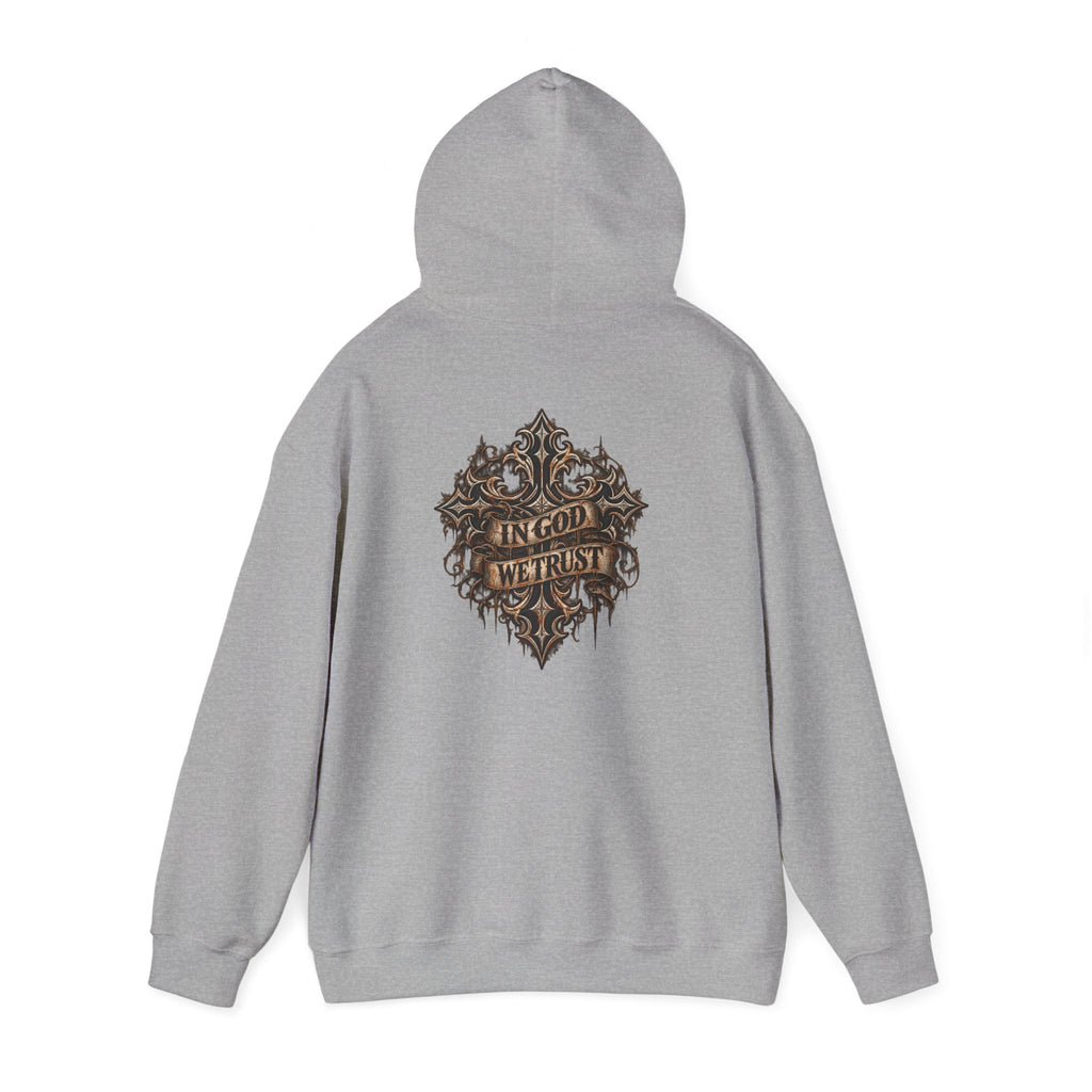 Hoodie - Wild & Whisker Gothic Antler Design, In God We Trust Back Print