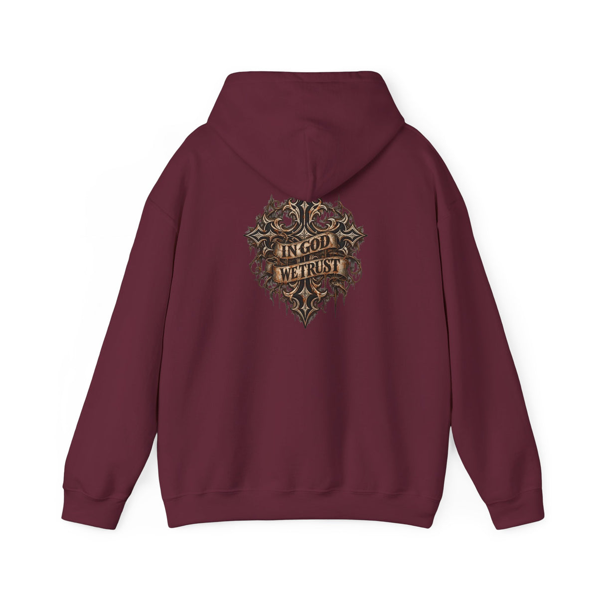 Hoodie - Wild & Whisker Gothic Antler Design, In God We Trust Back Print