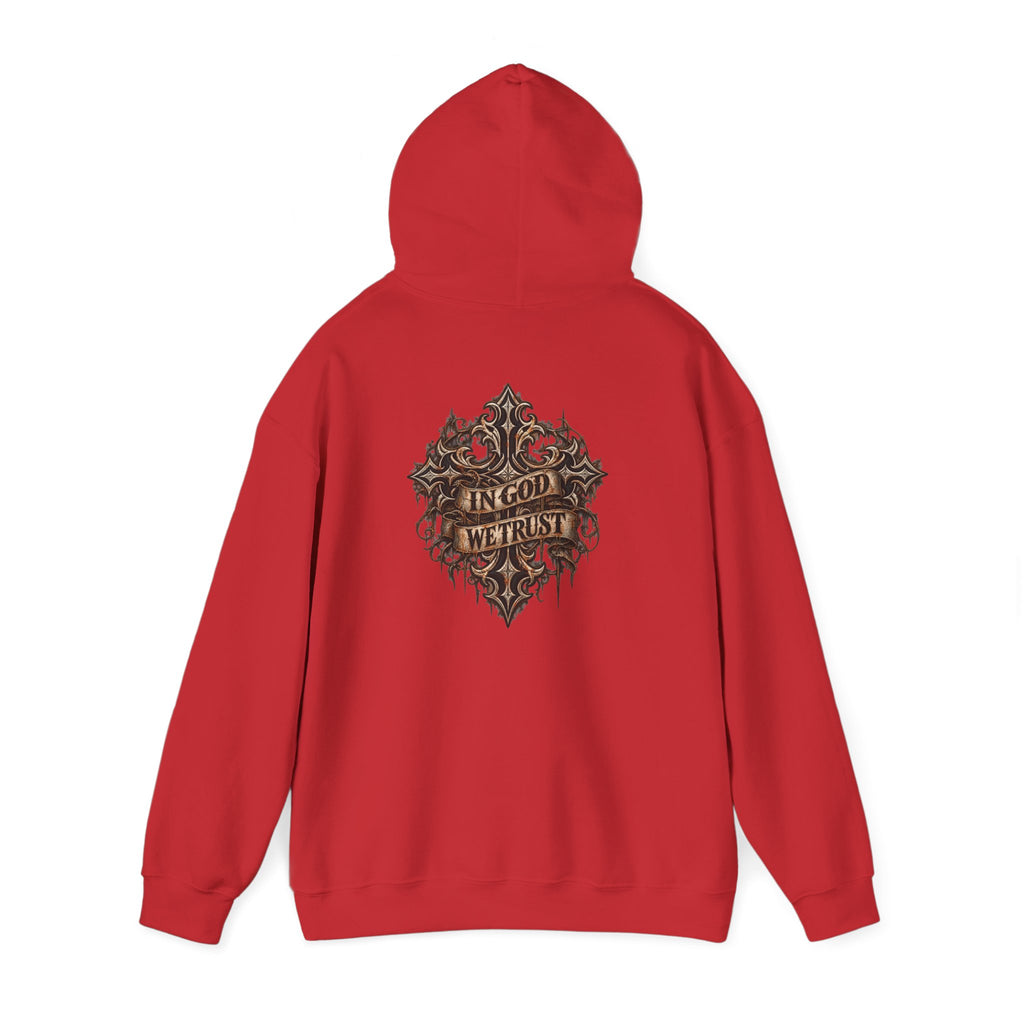 Hoodie - Wild & Whisker Gothic Antler Design, In God We Trust Back Print
