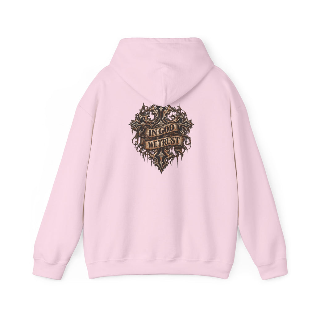 Hoodie - Wild & Whisker Gothic Antler Design, In God We Trust Back Print